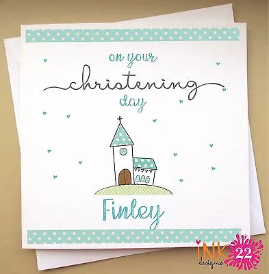 £2.97 • Buy Personalised Christening, Baptism Card 'Church' Boy Or Girl New Baby, Any Name