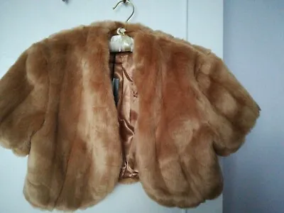 £22 • Buy Fluffy Natural Beige Brown Bolero Shrug Wedding Jacket BNWT M/L