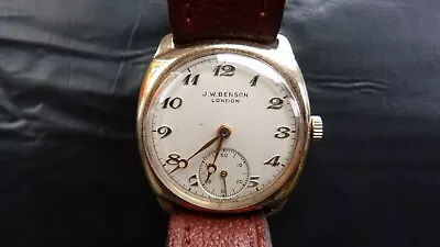J.W Benson 1950 9ct Gold Hallmarked Manual Wind Watch Plus Box (not Original) • £140