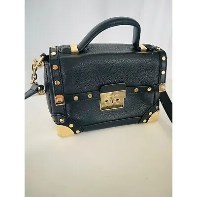 Michael Kors Boxy Studded Leather Chain Gold Black Purse Shoulder Bag • $59