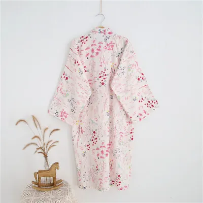 Women Cotton Floral Printed Kimono Yukata Khan Steamed Bathrobe Nightwear Casual • £21.71