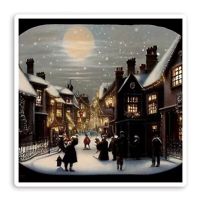 2 X 10cm Victorian Christmas Vinyl Stickers - London Vintage Sticker #70696 • £3.99