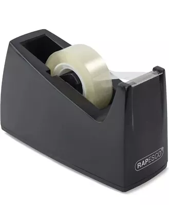 Rapesco RPTD500B Dispenser Heavy Duty Office Desk Sellotape Black Large Roll NEW • £12.99