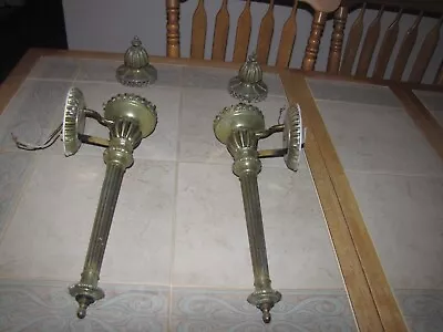 Vintage  Pair Of Brass  Wall Sconces Light Fixtures • $34.99