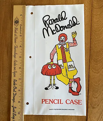 $4.99 • Buy Vtg Ronald McDonalds White (3) Ring Plastic Pencil Case - NOS