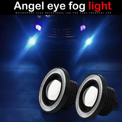 3''Car Fog Light Projector COB Halo Angel Eye Ring DRL Driving Bulbs Ice-Blue / • $27.98