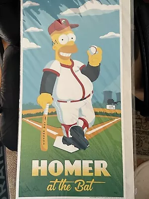 The Simpsons Homer At The Bat Brian Miller Poster Print Art 12x24 Mondo (New) • $199.98