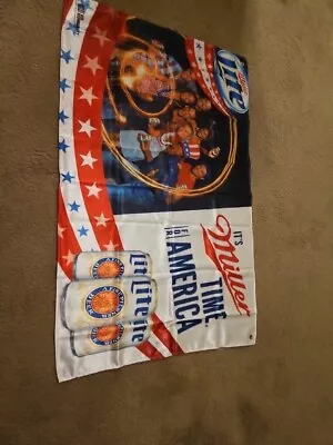 Miller Lite Beer Flag Banner Sign 36X55 Patriotic Americana Man Cave Bar NEW • $29.99
