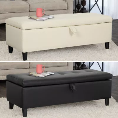 Ottoman Storage Chesterfield Faux Leather Blanket Toy Box Pouffe Bench Footstool • £75.95