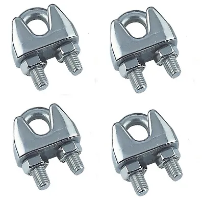Cable Clamps 5/32” (4mm) U-Bolts Stainless Steel  Wire Rope Clamps Clips 4 Piece • $7.80