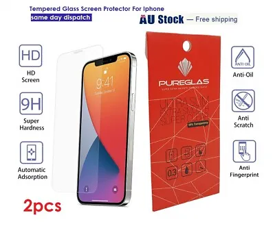$4.80 • Buy Apple Iphone 11 12 13 X XR XS Mini Pro Max Plus Tempered Glass Screen Protector