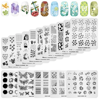 62 Types Flower Nail Stamp Plate Leaves Trees Floral Pattern Design Templates • £3.11