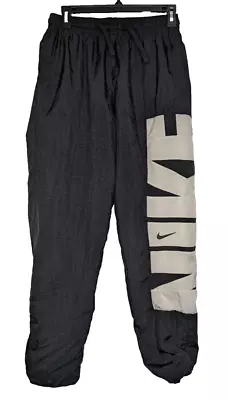 Nike Men's Size Small Black Spell Out Track Pants Windbreaker Joggers Tapered • $19.95