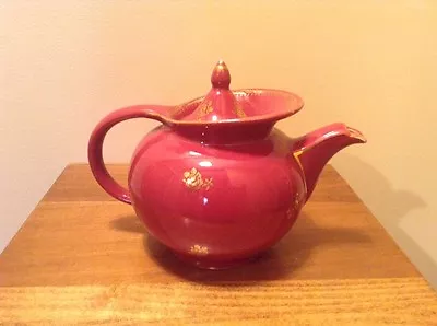 Beautiful Vintage Hall Rose Maroon Windshield 6 Cup Teapot • $13.49