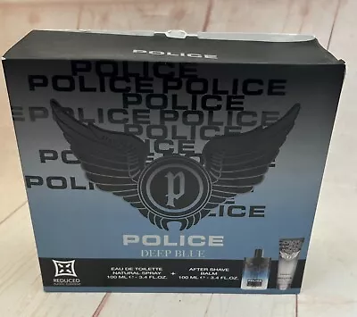 POLICE Deep Blue Men Eau De Toilette Spray 100ml + After Shave Balm 100ml Set • £16.95