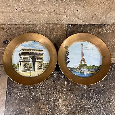 Vintage Miniature Copper Plates Paris Arc De Triomphe Souvenir Eiffel Tower • $14.99