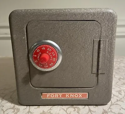 Vintage Fort Knox Metal Superior Toy Mfg.  Toy Safe Combination Coin Bank Grey • $18