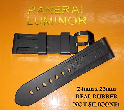 ⌚ 24mm/22mm BLACK 'REAL RUBBER' Strap With PVD Buckle Fits PANERAI! • $37.99