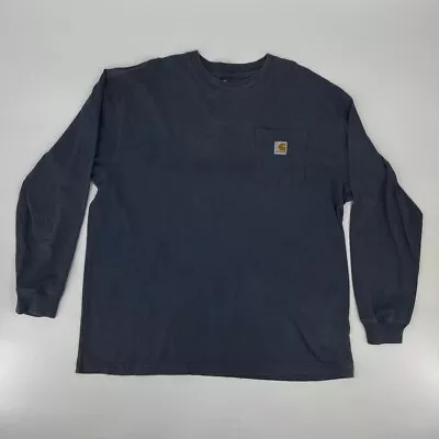 Carhartt Shirt Men XL Blue Pocket Work Wear Long Sleeve Cotton * • $2.49