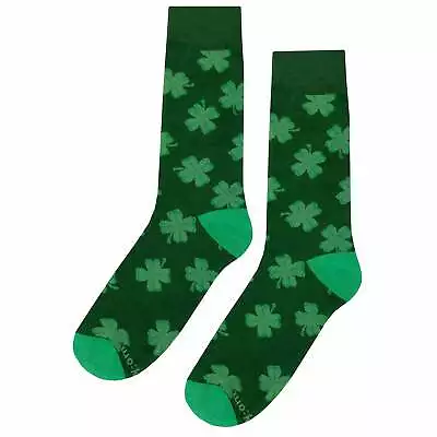 NWT Four Leaf Clover Dress Socks Socks Novelty Men 8-12 Green Crazy Fun Sockfly • $8.99