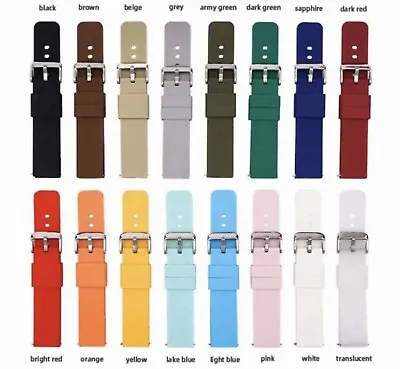 Soft Silicone Rubber Watch Smart Band Strap 12mm To 24mm Quick Release Uk • £5.99
