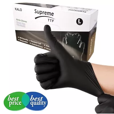 Strong Black Disposable Nitrile Gloves 4.5mil Powder & Latex Free Mechanic Grip • £51.99