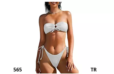 ZAFUL Women O Ring Bandeau Bikini Set Strapless Swimsuit Tie Bikini High Cut S • $25.59