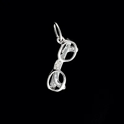 9ct White Gold Diamond  Glasses / Spectacles  Pendant (0.01ct) • $125.13