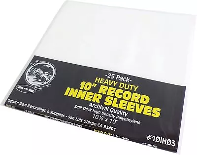 (25) 10” Vinyl LP Inner Sleeves 3mil THICK Archival Quality Heavy Duty 10IH03 • $14.99