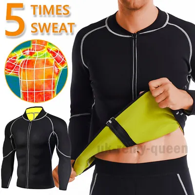 $31.99 • Buy Men Sweat Neoprene Weight Loss Sauna Suit Fitness Long Sleeve Jacket Gym Shaper