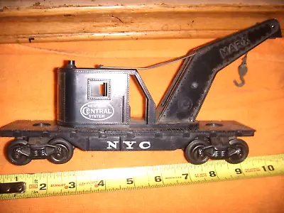 VINTAGE MARX O SCALE Rare All Black TRAIN CRANE CAR NEW YORK CENTRAL - VERY NICE • $38.99
