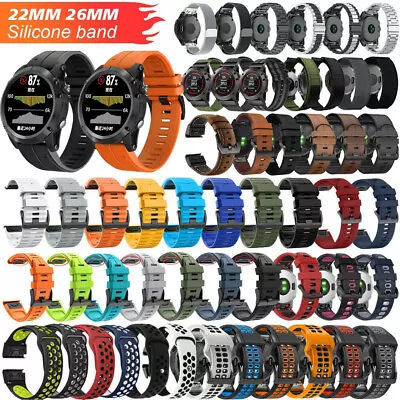 For Garmin Approach S62 S60 Fenix 7 6 5 Plus Leather/Silicone Watch Band Strap • $9.99