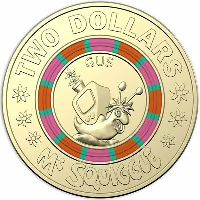 2019 $2 Mr Squiggle And Friends - Gus Australian Two Dollar Coloured Coin Circ  • $6.76