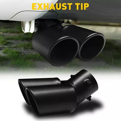 Car Rear 1-2 Exhaust Pipe Tail Muffler Tip Throat 1.5-2.4' OUTER Accessory Black • $19.99