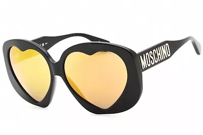 MOSCHINO MOS152/S 0807 CU Sunglasses Black Frame Brown Yellow Lenses 61mm • $61.99