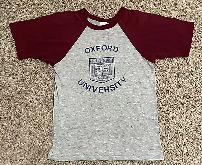 Vintage Oxford Law School University Raglan T-Shirt Gray Maroon (Size Large?) • $30