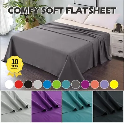 $17.91 • Buy New 2200TC Utra Soft Top Flat Sheet Only Single Double Queen Super King Size Bed