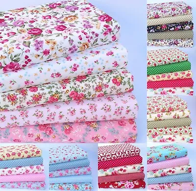 Floral Fabric Large Remnants Bundle 100% Cotton Squares Patchwork Quilting Craft • £3.99