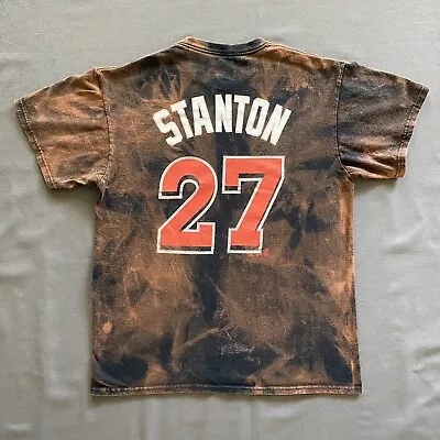 Giancarlo Stanton Miami Marlins Shirt Adult Medium Black Acid Wash Majestic MLB • $8.37