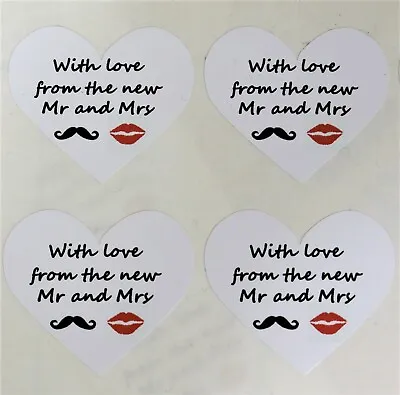 40 Heart Shaped Thank You Labels 'With Love From The New Mr & Mrs' (138-02) • £6.50