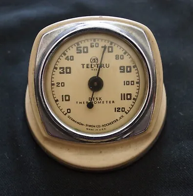 Vintage 1930's Tel-tru Desk Thermometer USA White G-S Germanon Simon Co. • $45.95