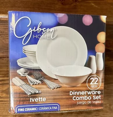 Gibson Home 24 Piece Dinnerware Combo Set Fine Ceramic  Ivette  NIB Service 4 • £19.29