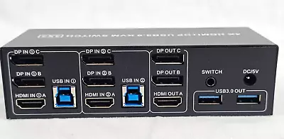 4K@60Hz KVM Switch 3 Monitor 2 Computer W/ Audio & 3 USB 3.0 Ports 2 Displayport • $114.99