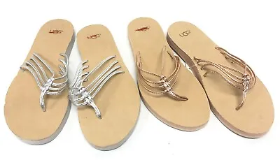 Ugg Australia Heina Metallic Rose Gold Or Silver Sandals Flip Flops 1092267 • $17.99