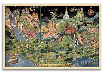 The Land Of Make Believe 1930 Vintage Style Nursery Wall Art Poster - 24x36 • $24.95