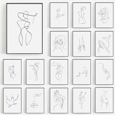 £5.99 • Buy One Line Prints Modern Wall Art Minimalist Design Fashion Stylish Posters