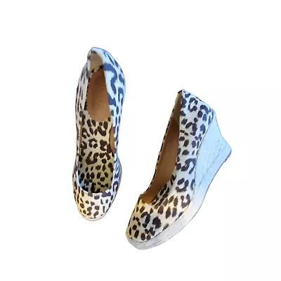 J Crew Factory Seville Leopard Espadrille Wedges Shoes Womens 9.5 9 1/2 • $34.97