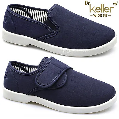 Dr Keller Mens Canvas Shoes Wide Fit Deck Pumps Padded Plimsolls Espadrilles Shu • £14.99