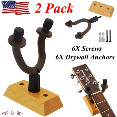 2 PCS Guitar Hangers Stand Wall Mount Adjustable Hook Holder Instrument Display • $12.95