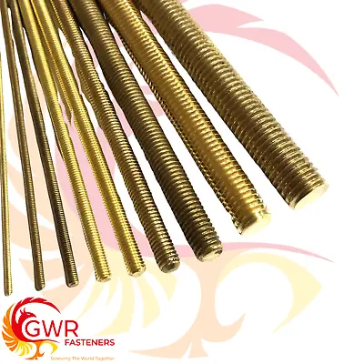 M3 M4 M5 M6 M8 M10 M12 M16 BRASS THREADED BAR - Rod Studding Studs DIN 976 • £4.76